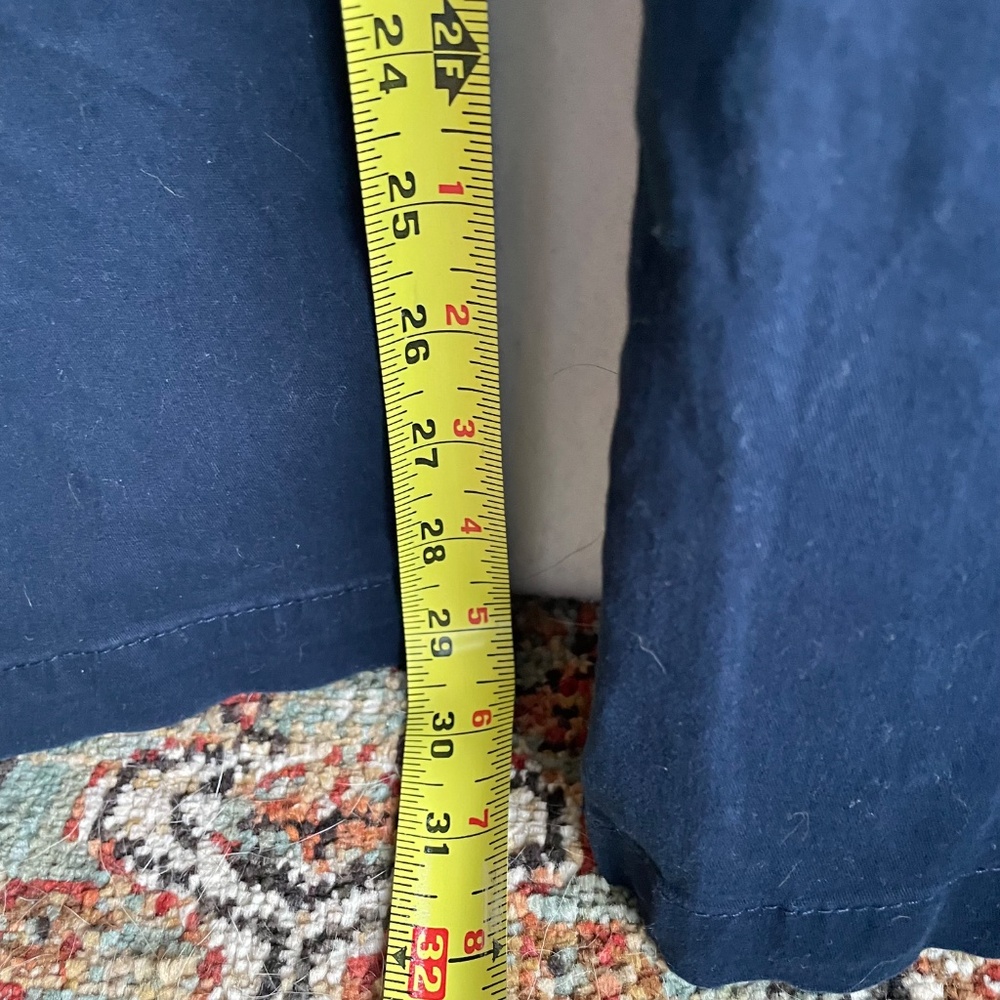 Navy Blue Staight-leg High-Rise Comfort Waist Cotton Pants, Size 16 - Picture 7 of 8